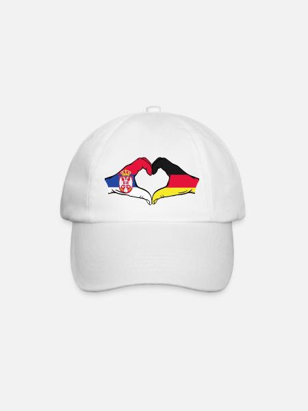 Serbien Deutschland Flagge Hände Herzform - Baseballkappe - Weiß/Weiß