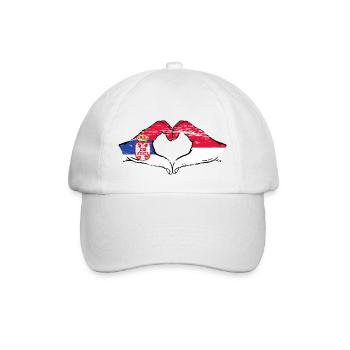 Serbie Indonésie Drapeau Mains Coeur Utilisé - Casquette classique - blanc/blanc - Devant
