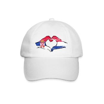 Serbie Hollande Drapeau Mains Coeur Utilisé - Casquette classique - blanc/blanc - Devant