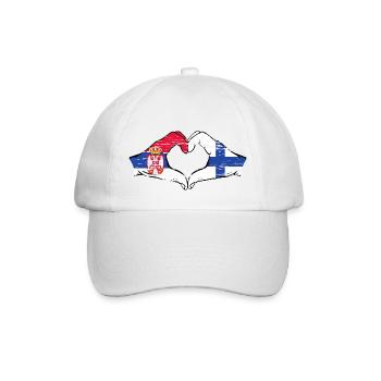 Serbie Finlande drapeau mains forme coeur utilisé - Casquette classique - blanc/blanc - Devant