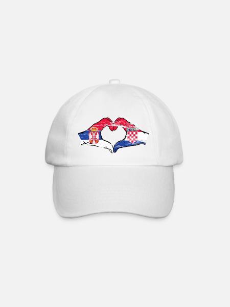 Serbien Kroatien Flagge Hände Herzform used - Baseballkappe - Weiß/Weiß