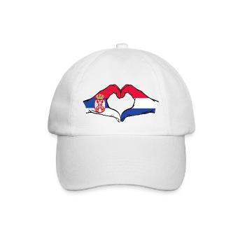 Serbia Holland Flag Hands Heart Shape - Baseball Cap - white/white - Front