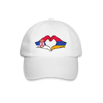 Serbien Armenien Flagge Hände Herzform - Baseballkappe - Weiß/Weiß - Vorne