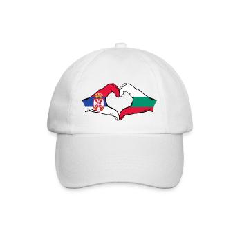Serbien Bulgarien Flagge Hände Herzform - Baseballkappe - Weiß/Weiß - Vorne