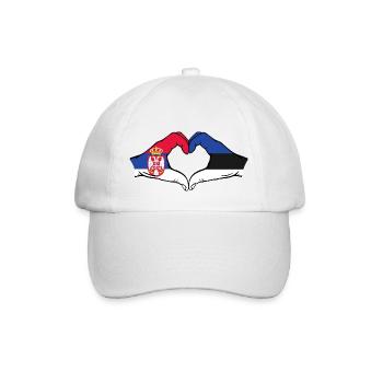 Serbie Estonie Drapeau Mains Coeur Forme - Casquette classique - blanc/blanc - Devant