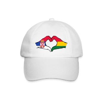 Serbien Bolivien Flagge Hände Herzform - Baseballkappe - Weiß/Weiß - Vorne