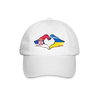 Serbie Ukraine drapeau mains forme coeur utilisé - Casquette classique - blanc/blanc - Devant