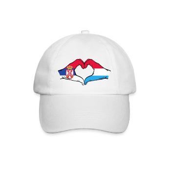 Mains du drapeau de la Serbie au Luxembourg en forme de coeur - Casquette classique - blanc/blanc - Devant