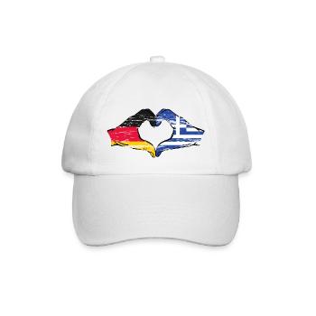 Deutschland Griechenland Flagge Hände Herz used - Baseballkappe - Weiß/Weiß - Vorne