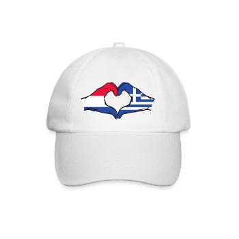 Holland Greece Flag Hands Heart Shape - Baseball Cap - white/white - Front