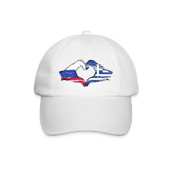 Russland Griechenland Flagge Hände Herzform used - Baseballkappe - Weiß/Weiß - Vorne