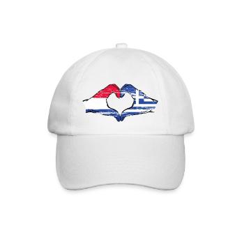 Hollande Grèce Drapeau Mains Coeur Forme Utilisé - Casquette classique - blanc/blanc - Devant