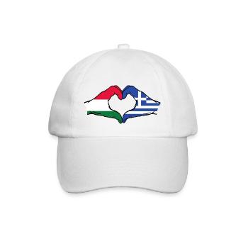 Hungary Greece Flag Hands Heart Shape - Baseball Cap - white/white - Front