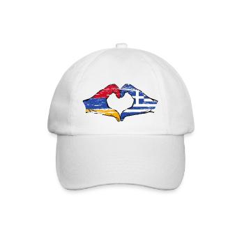 Armenia Greece Flag Hands Heart Shape Used - Baseball Cap - white/white - Front
