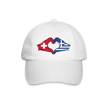 Switzerland Greece Flag Hands Heart Shape - Baseball Cap - white/white - Front