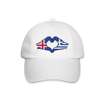 Iceland Greece Flag Hands Heart Shape - Baseball Cap - white/white - Front