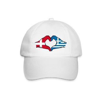 Denmark Greece Flag Hands Heart Shape - Baseball Cap - white/white - Front