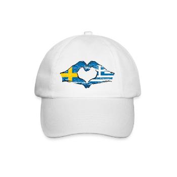 Sweden Greece Flag Hands Heart Shape Used - Baseball Cap - white/white - Front