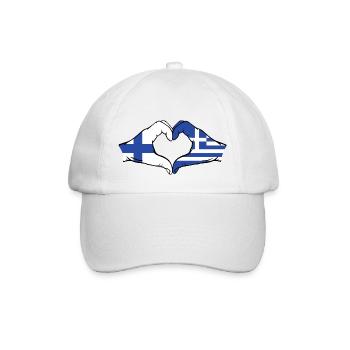 Finlande Grèce Drapeau Mains Coeur Forme - Casquette classique - blanc/blanc - Devant