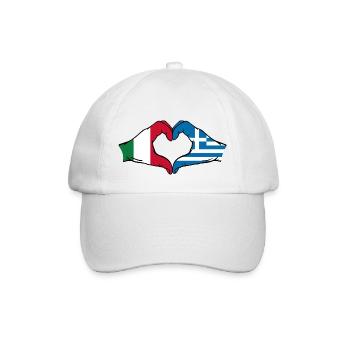 Italy Greece Flag Hands Heart Shape - Baseball Cap - white/white - Front