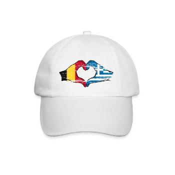 Belgien Griechenland Flagge Hände Herzform used - Baseballkappe - Weiß/Weiß - Vorne