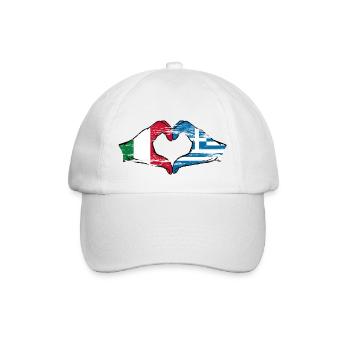 Italy Greece Flag Hands Heart Shape Used - Baseball Cap - white/white - Front