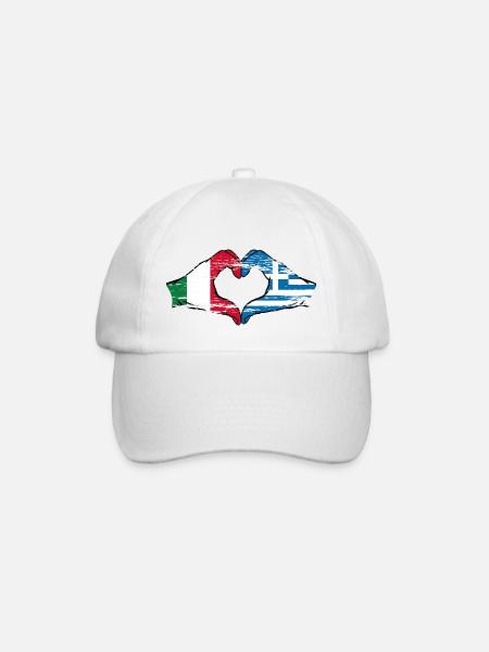 Italie Grèce Drapeau Mains Coeur Forme Utilisé - Casquette classique - blanc/blanc