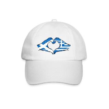 Mains de drapeau de l’Écosse Grèce en forme de coeur utilisé - Casquette classique - blanc/blanc - Devant
