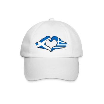 Scotland Greece Flag Hands Heart Shape - Baseball Cap - white/white - Front