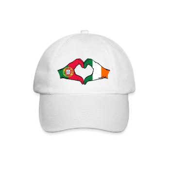 Portugal Irland Flagge Hände Herzform - Baseballkappe - Weiß/Weiß - Vorne