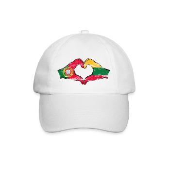 Portugal Lithuania flag hands heart shape used - Baseball Cap - white/white - Front