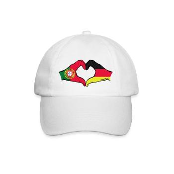 Portugal Deutschland Flagge Hände Herzform - Baseballkappe - Weiß/Weiß - Vorne