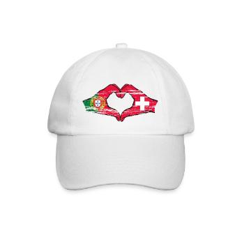 Portugal Suisse Drapeau Mains Coeur Utilisé - Casquette classique - blanc/blanc - Devant