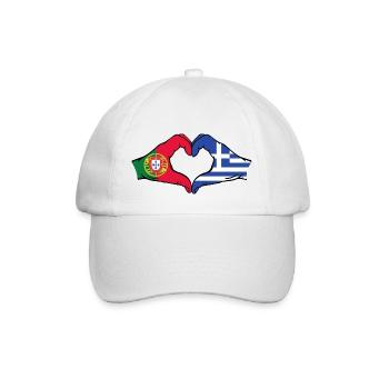Portugal Greece Flag Hands Heart Shape - Baseball Cap - white/white - Front
