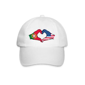 Portugal USA Flag Hands Heart Shape - Baseball Cap - white/white - Front