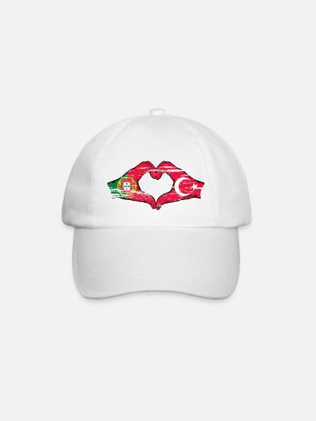 Portugal Türkei Flagge Hände Herzform - Baseballkappe - Weiß/Weiß