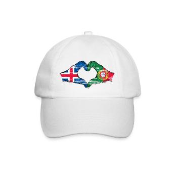 Iceland Portugal Flag Hands Heart Shape Used - Baseball Cap - white/white - Front