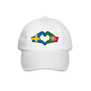 Sweden Portugal Flag Hands Heart Shape - Baseball Cap - white/white - Front