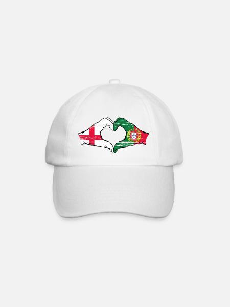 England Portugal Flagge Hände Herzform used - Baseballkappe - Weiß/Weiß