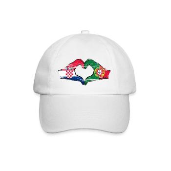 Kroatien Portugal Flagge Hände Herzform used - Baseballkappe - Weiß/Weiß - Vorne