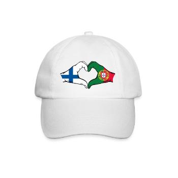 Finland Portugal Flag Hands Heart Shape - Baseball Cap - white/white - Front