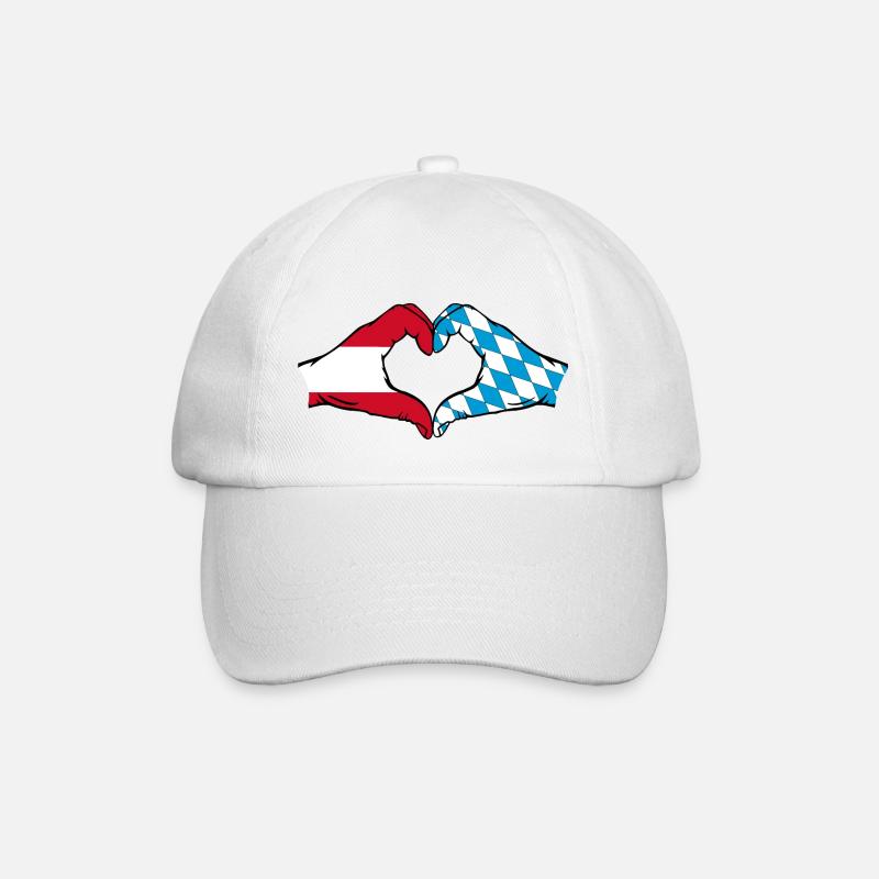 Österreich Flagge Hände Herzform - Baseballkappe - Weiß/Weiß