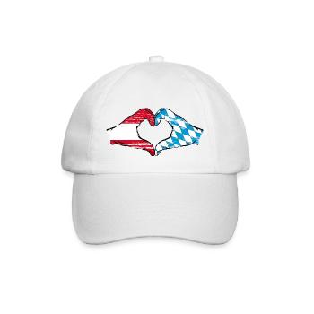 Austria Bavaria Flag Hands Heart Shape Used - Baseball Cap - white/white - Front