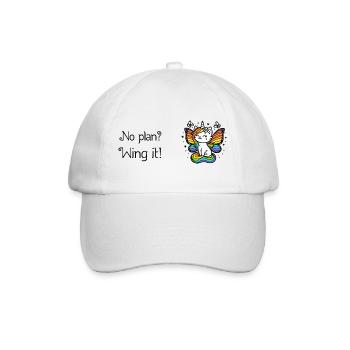 No plan? Wing it! Winged Unicorn Cat (colorful) - Baseball Cap - white/white - Front
