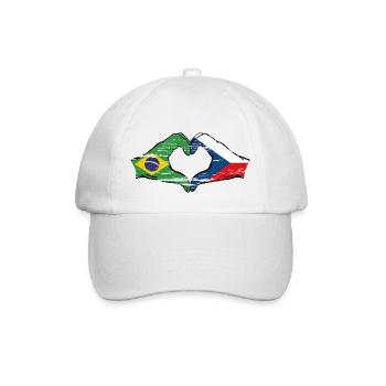 Brazil Czech Republic Flag Heart Shape Used - Baseball Cap - white/white - Front