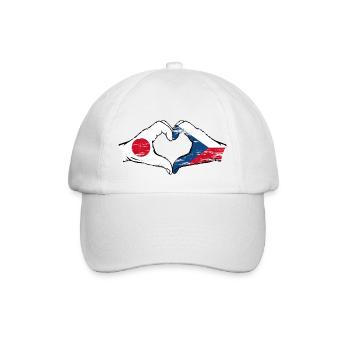 Drapeau du Japon et de la République tchèque en forme de coeur utilisé - Casquette classique - blanc/blanc - Devant
