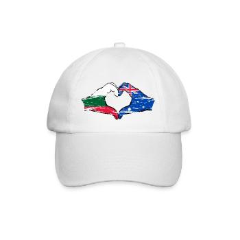 Bulgaria Australia flag heart shape used - Baseball Cap - white/white - Front