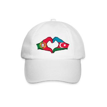Portugal Aserbaidschan Flagge Herzform - Baseballkappe - Weiß/Weiß - Vorne