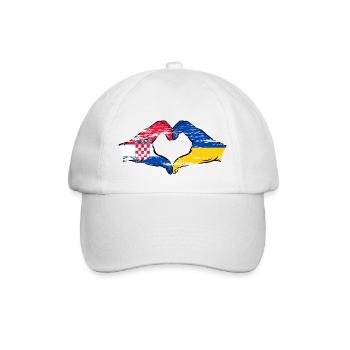 Kroatien Ukraine Flagge Herzform used - Baseballkappe - Weiß/Weiß - Vorne