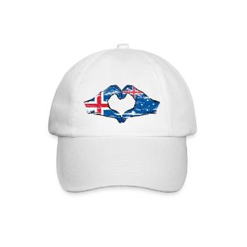 Iceland Australia Flag Heart Shape Used - Baseball Cap - white/white - Front